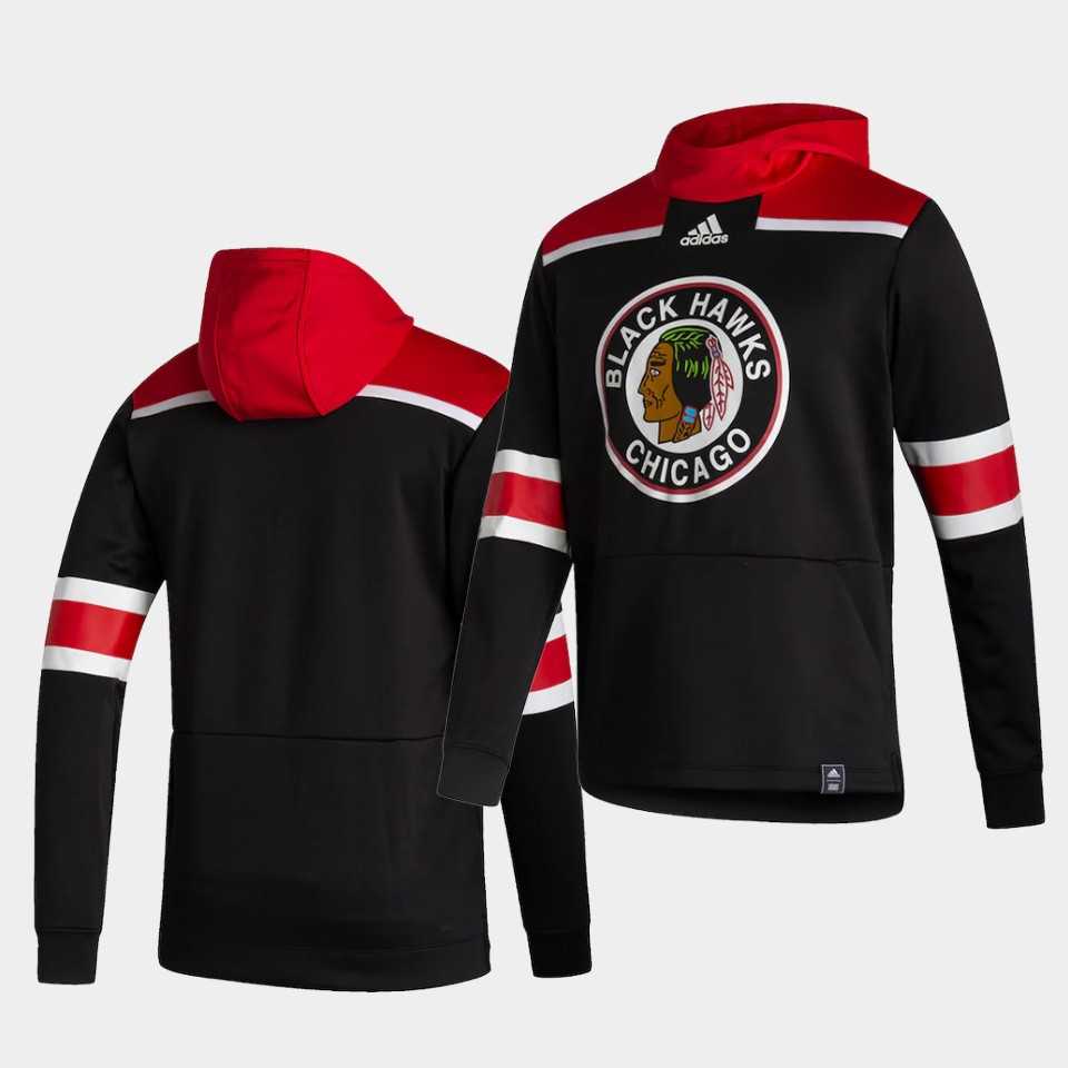 Men Chicago Blackhawks Blank Black NHL 2021 Adidas Pullover Hoodie Jersey